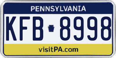 PA license plate KFB8998