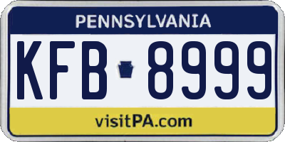 PA license plate KFB8999