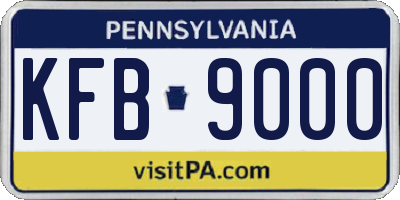 PA license plate KFB9000
