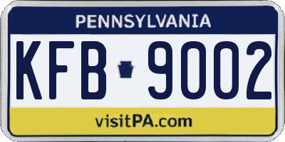 PA license plate KFB9002