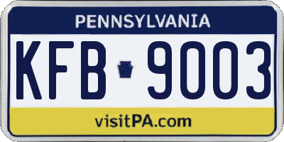 PA license plate KFB9003