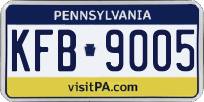 PA license plate KFB9005