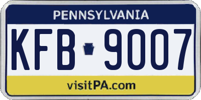 PA license plate KFB9007