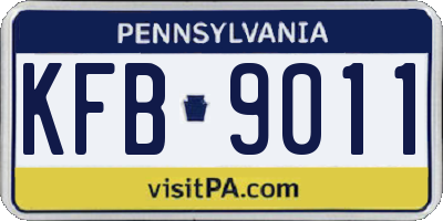 PA license plate KFB9011