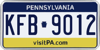PA license plate KFB9012
