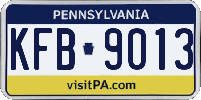 PA license plate KFB9013