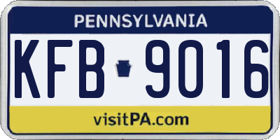 PA license plate KFB9016