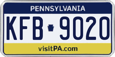 PA license plate KFB9020