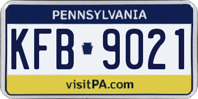 PA license plate KFB9021