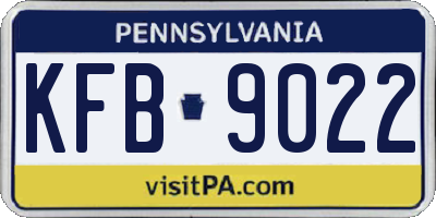PA license plate KFB9022