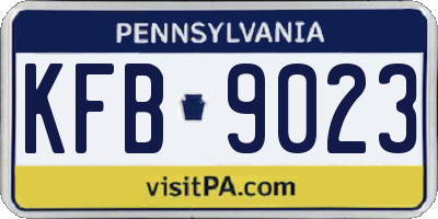 PA license plate KFB9023