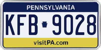 PA license plate KFB9028