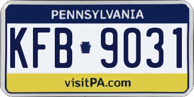 PA license plate KFB9031