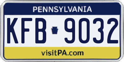 PA license plate KFB9032