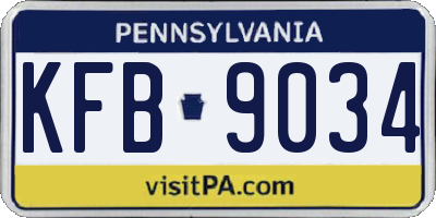 PA license plate KFB9034