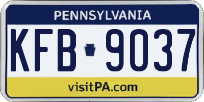 PA license plate KFB9037