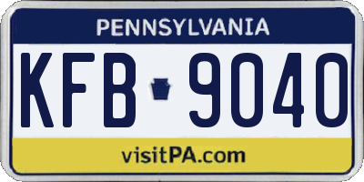 PA license plate KFB9040