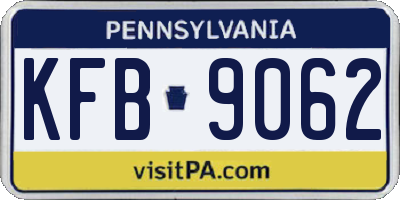 PA license plate KFB9062