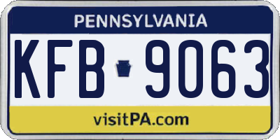 PA license plate KFB9063