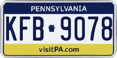PA license plate KFB9078