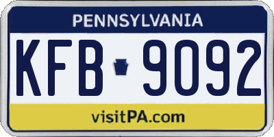 PA license plate KFB9092