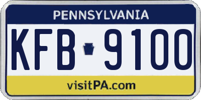 PA license plate KFB9100
