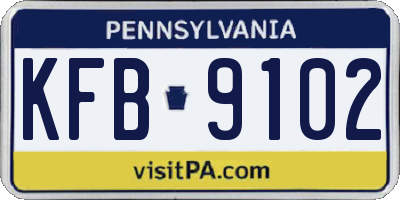 PA license plate KFB9102