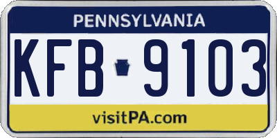 PA license plate KFB9103
