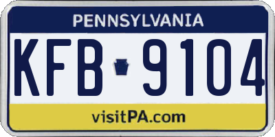 PA license plate KFB9104