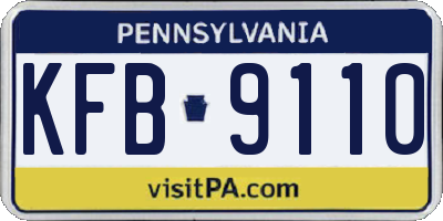 PA license plate KFB9110