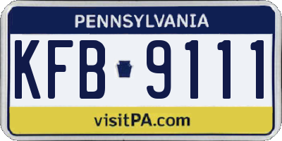 PA license plate KFB9111