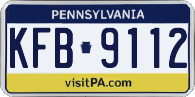 PA license plate KFB9112