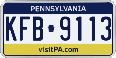 PA license plate KFB9113