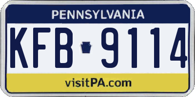 PA license plate KFB9114