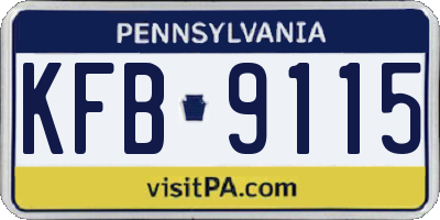 PA license plate KFB9115