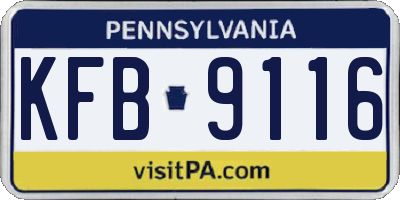 PA license plate KFB9116