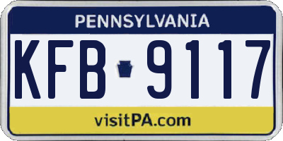 PA license plate KFB9117