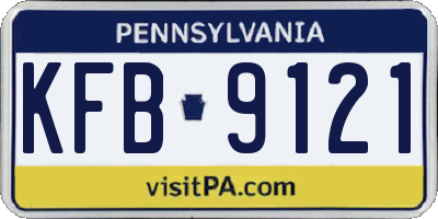 PA license plate KFB9121