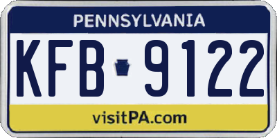 PA license plate KFB9122