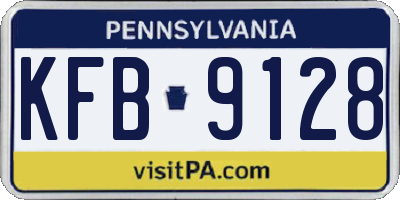 PA license plate KFB9128