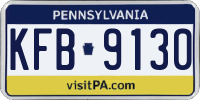 PA license plate KFB9130
