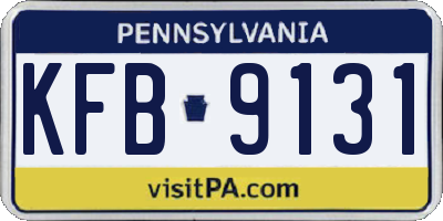 PA license plate KFB9131