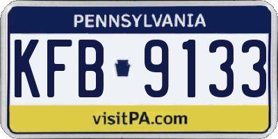 PA license plate KFB9133