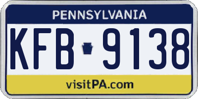 PA license plate KFB9138