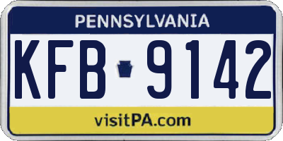 PA license plate KFB9142