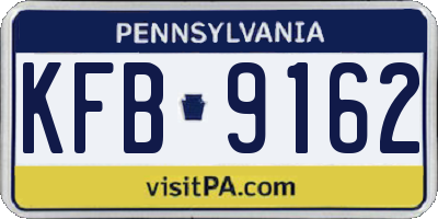PA license plate KFB9162