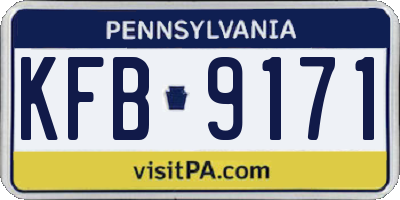 PA license plate KFB9171