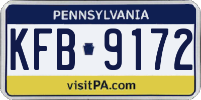 PA license plate KFB9172