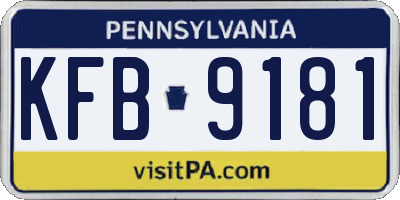 PA license plate KFB9181