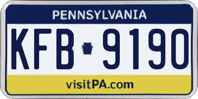 PA license plate KFB9190